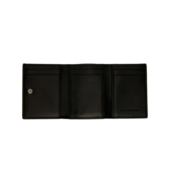 Alexander McQueen Black Logo Trifold Leather Wallet - Picture 3 of 6